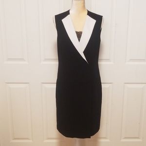 Tahari black and white , gold zipper in back